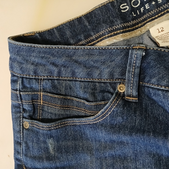 Fancy Embroidered Pockets Denim Jean's Ladies Size 12, Sonoma Modern Fit Capri - Picture 6 of 7